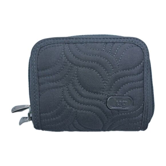 LUG Splits Wallet Double Zipper Gray Quilted RFID Credit Card Coin - Picture 2 of 7